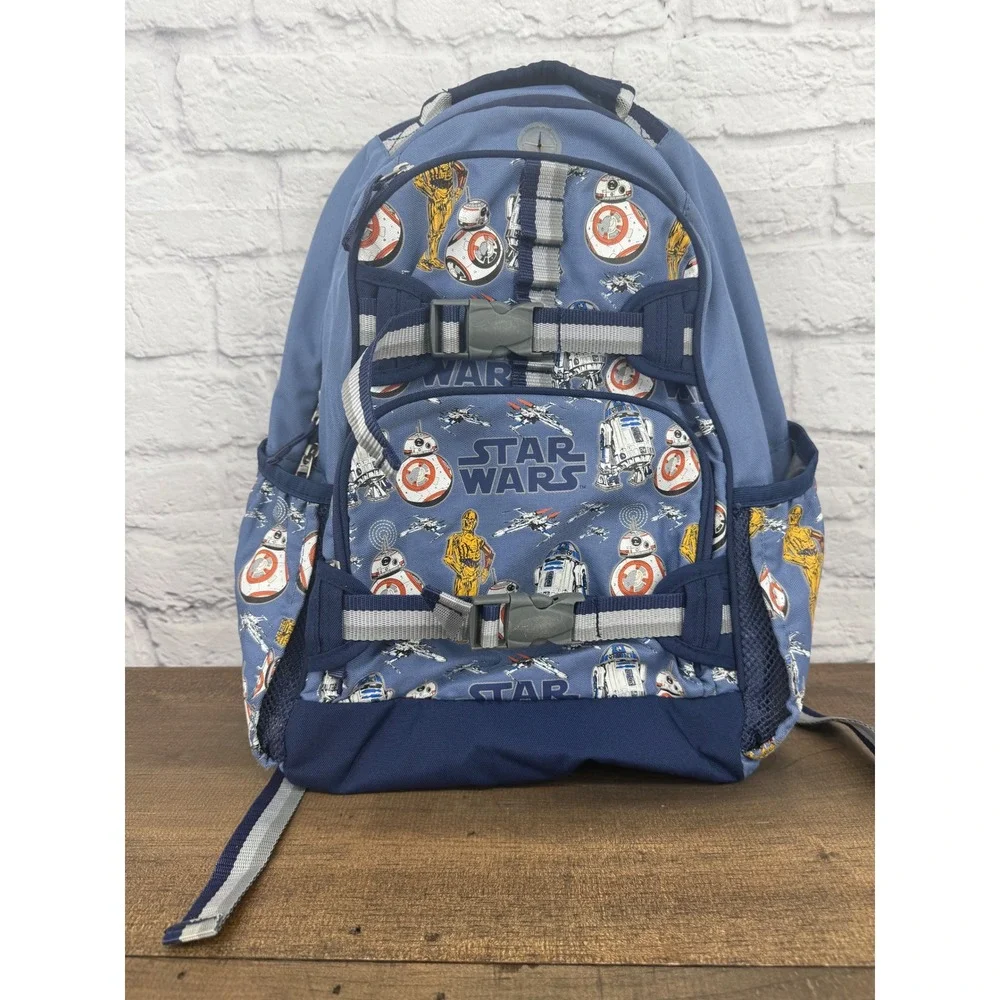 Pottery Barn Kids Star Wars Mackenzie Backpack Blue R2-D2 C-3PO BB-8 Droids